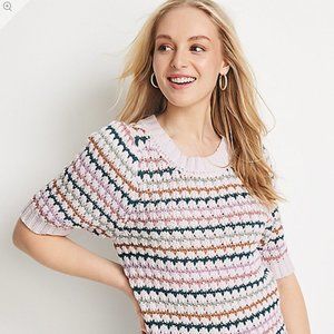 NWT Maurices Striped Crochet Short Sleeve Sweater COPY